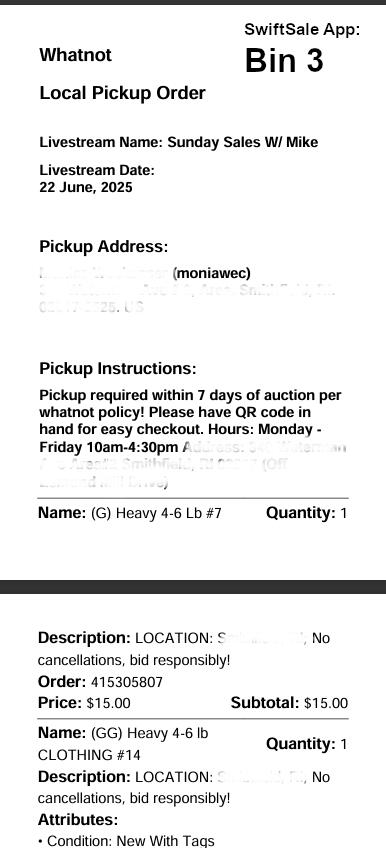 Local Pickup Annotated Label